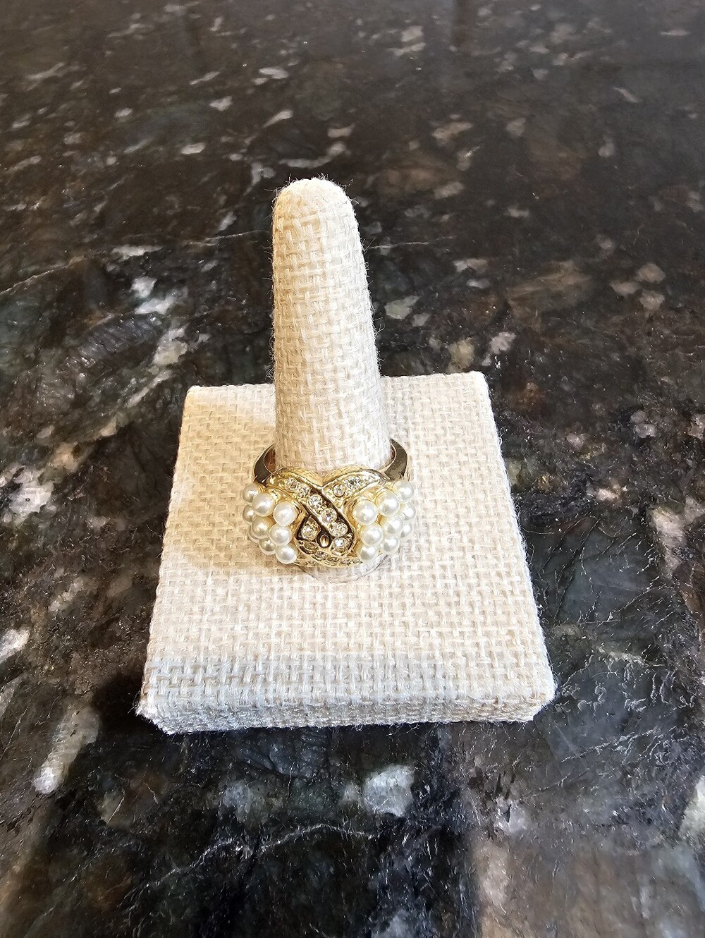 Gold Pearl Cluster Statement Ring - Women's Fashion Jewelry